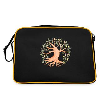 Lebensbaum Meditation Baum des Lebens Yoga - Retro Tasche - Schwarz/Gold - Hinten