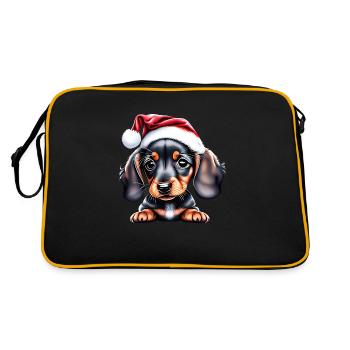 Teckel Noël Teckel Chiot Chien Noël - Sac Retro - noir/or - Dos