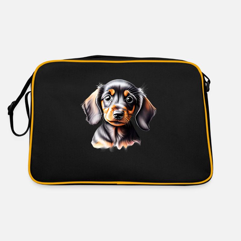 Teckel Chien Teckel Chiot Chien Propriétaire Chiens - Sac Retro - noir/or