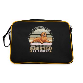 je travaille dur pour que mon Golden Retriever - Sac Retro - noir/or - Dos