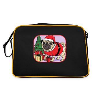 Mops-Weihnachten - Retro Tasche - Schwarz/Gold - Hinten