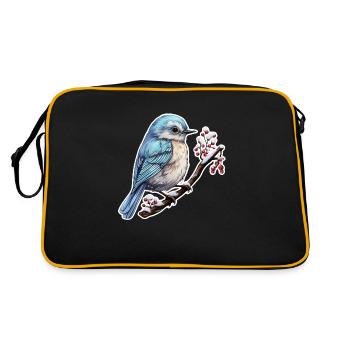 Süsser Vogel im Winter - Retro Tasche - Schwarz/Gold - Hinten