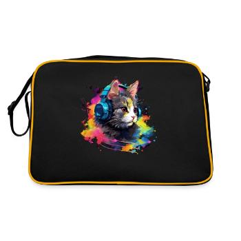 Cats Design Cool Cat with Headphones Vintage - Retro Bag - black/gold - Back