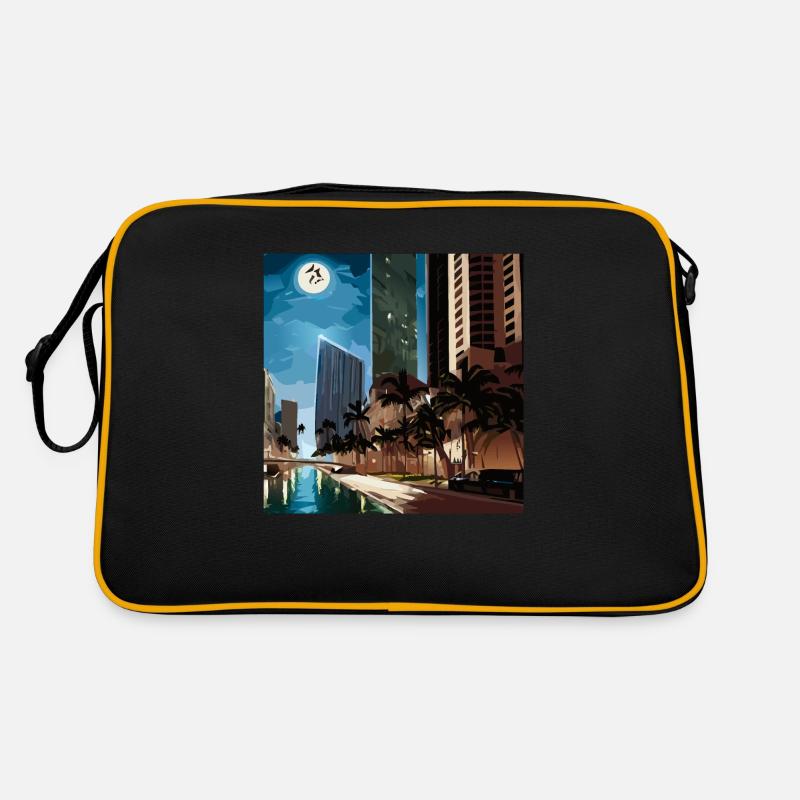 Palm trees in moonlight Retro Tasche