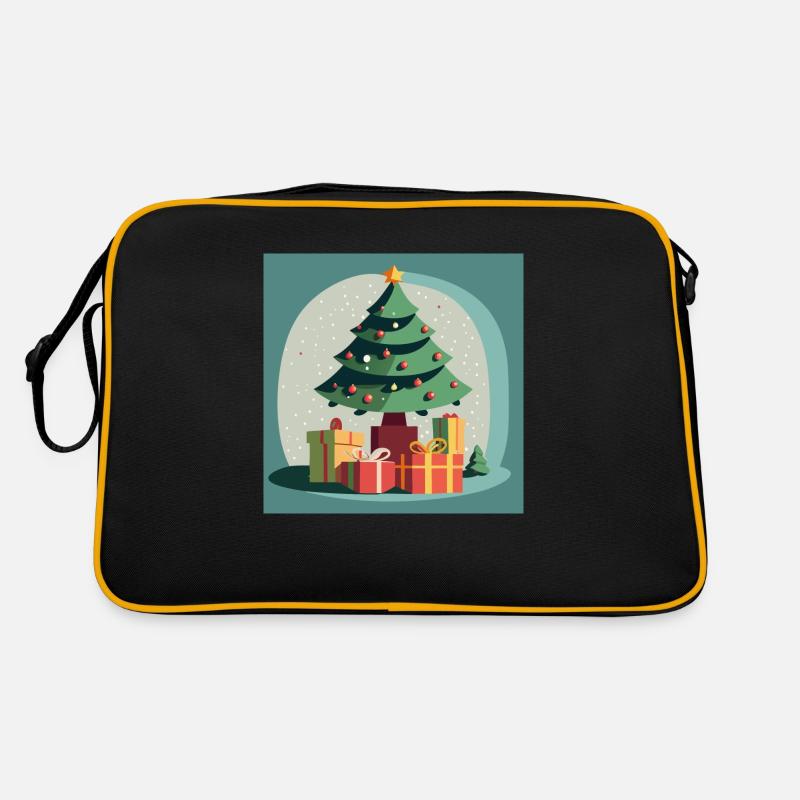 Weihnachten / Weihnachtsbaum / geschenke - Retro Tasche - Schwarz/Gold