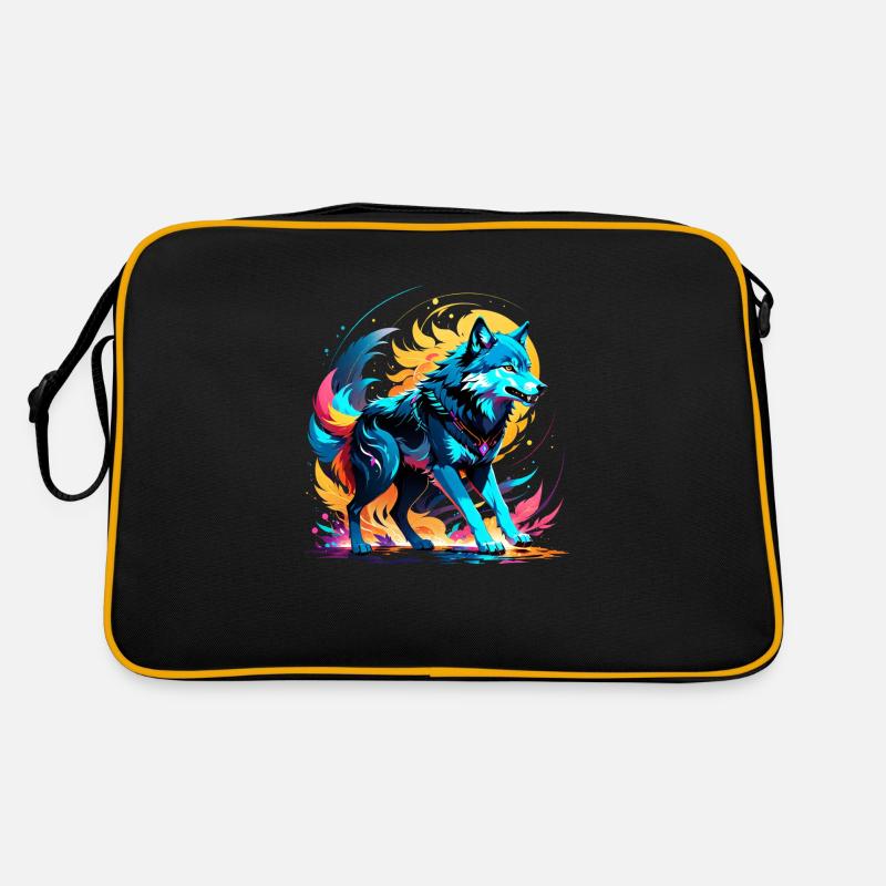 Wolf in Farbe Retro Tasche