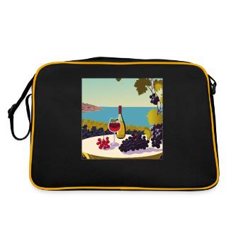 Wein / Rotwein / Weißwein - Retro Tasche - Schwarz/Gold - Hinten