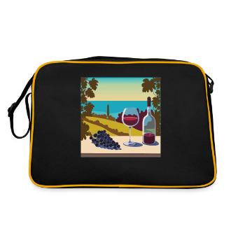Rotwein / Weißwein / Wein - Retro Tasche - Schwarz/Gold - Hinten