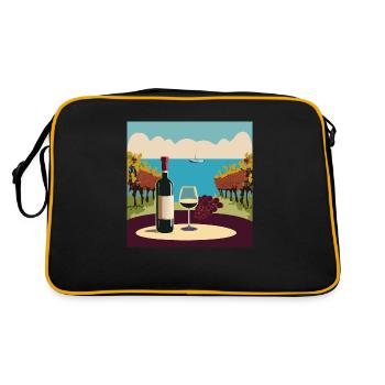 Wein / Rotwein / Weißwein - Retro Tasche - Schwarz/Gold - Hinten