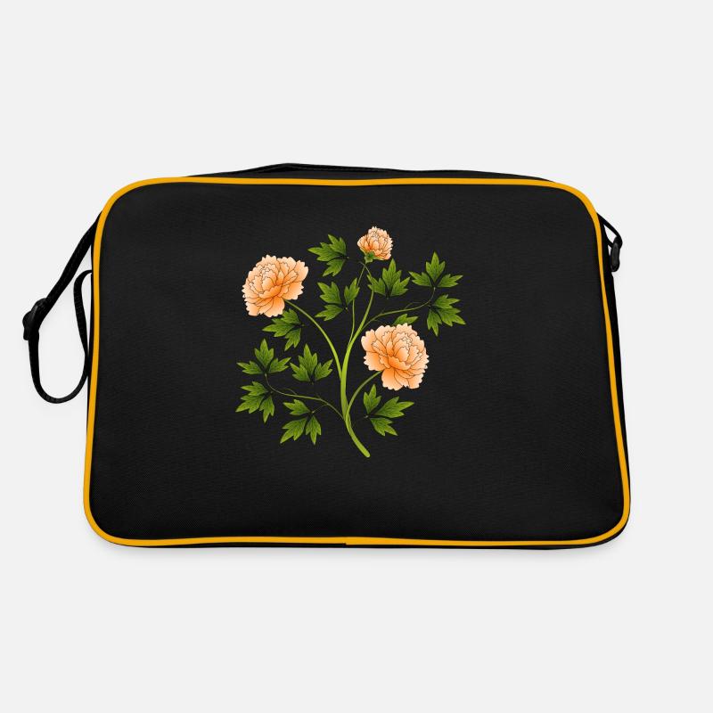 Blumen - Retro Tasche - Schwarz/Gold