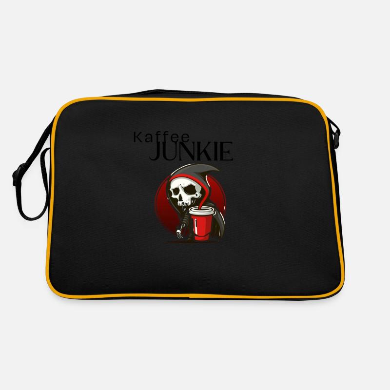 Kaffee Junkie - Retro Tasche - Schwarz/Gold