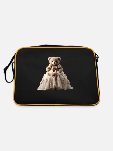 Teddy bear in wedding dress - Retro Bag - black/gold - Back