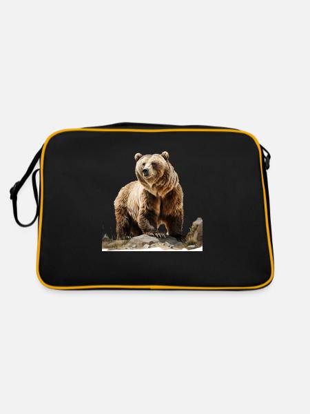 Brown bears are large, formidable predators - Retro Bag - black/gold - Back