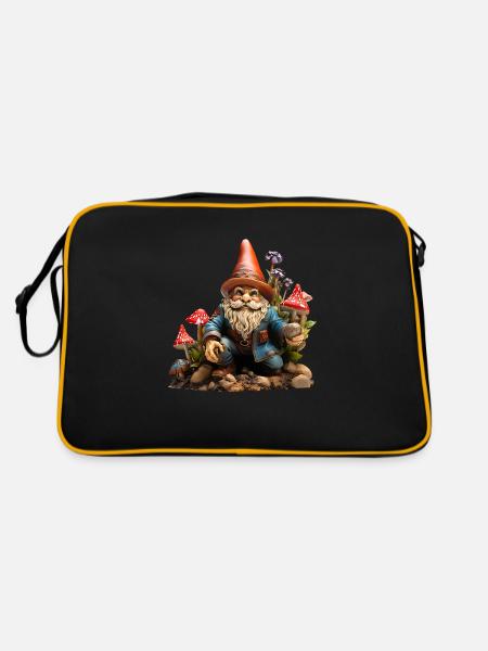 Gartenzwerge sind nicht nur dekorativ - Retro Tasche - Schwarz/Gold - Hinten