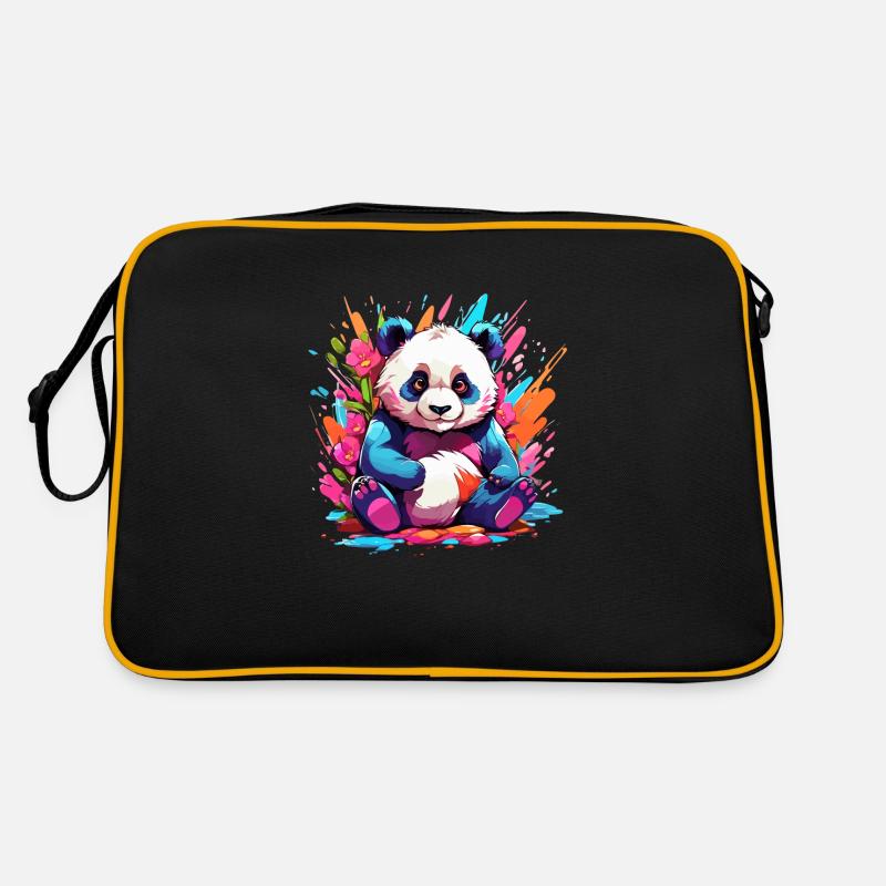 Bunter Panda Retro Tasche