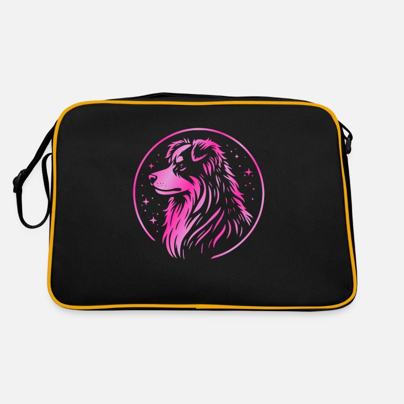 Traumhund Aussie pink - Retro Tasche - Schwarz/Gold