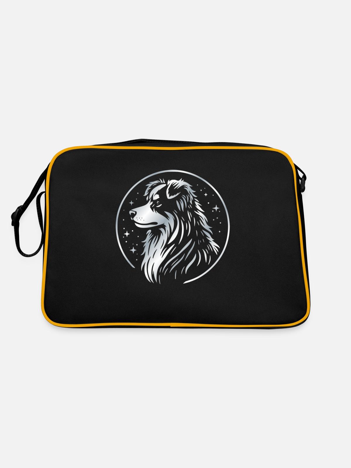 Dream dog Aussie silver - Retro Bag - black/gold - Back