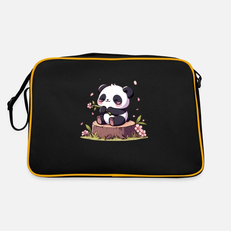 Panda auf Baumstumpf Retro Tasche