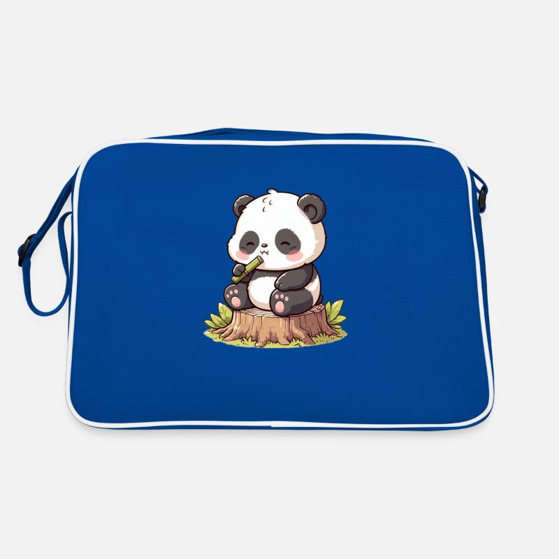 Panda mit Bambus Retro Tasche