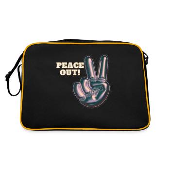Peace out! - Retro Tasche - Schwarz/Gold - Hinten