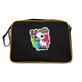 Reindeer / Deer / Animal / Children's Motif / Christmas - Retro Bag - black/gold - Back
