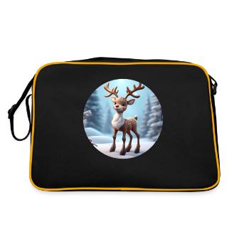 Reindeer / Deer / Animal / Children's Motif / Christmas - Retro Bag - black/gold - Back