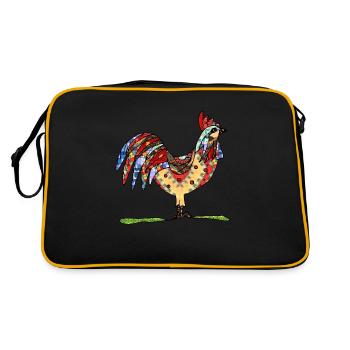 Hahn - Retro Tasche - Schwarz/Gold - Hinten