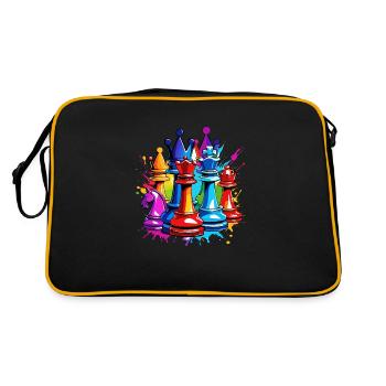 Échecs / Pièces / Stratégie / Casse-tête / Nerd - Sac Retro - noir/or - Dos