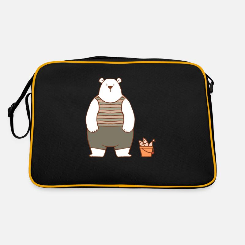 Eisbär mit einem Eimer Fisch Retro Tasche