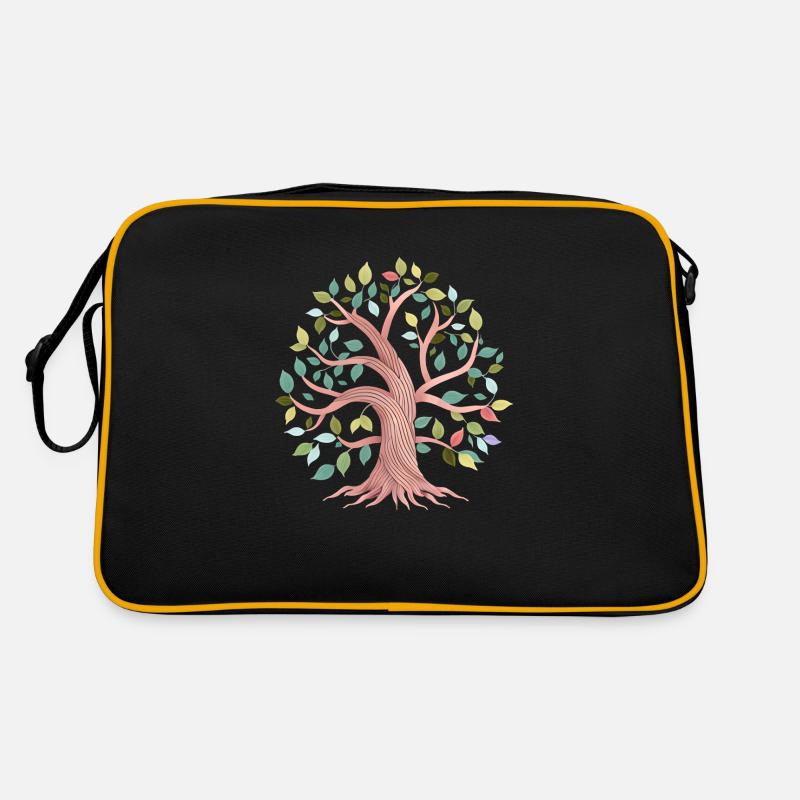 Lebensbaum Meditation Keltischer Baum des Lebens - Retro Tasche - Schwarz/Gold