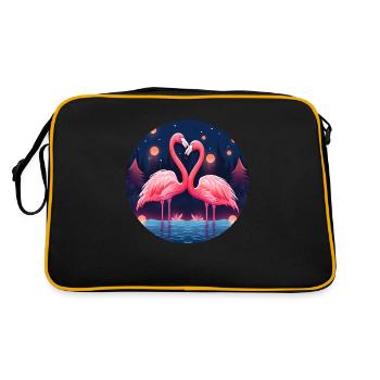 Flamingo Flock Tropical, Liebe Flamingos - Retro Tasche - Schwarz/Gold - Hinten