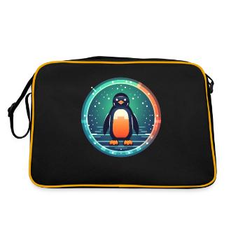 Penguin Surrounded by Snow, Love Penguins - Retro Bag - black/gold - Back