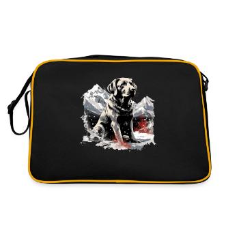 Magischer Labrador Weihnachtshund im Schnee - Retro Tasche - Schwarz/Gold - Hinten