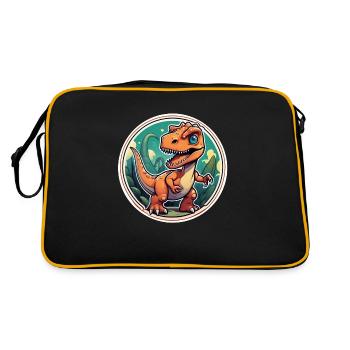 Karikatur-Dinosaurier - Retro Tasche - Schwarz/Gold - Hinten