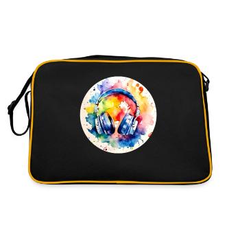 Colorful Headphones Music - Retro Bag - black/gold - Back