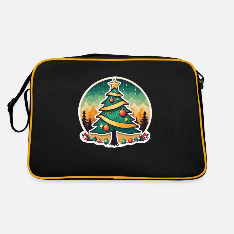 Christmas Tree Drawing Christmas Retro Bag