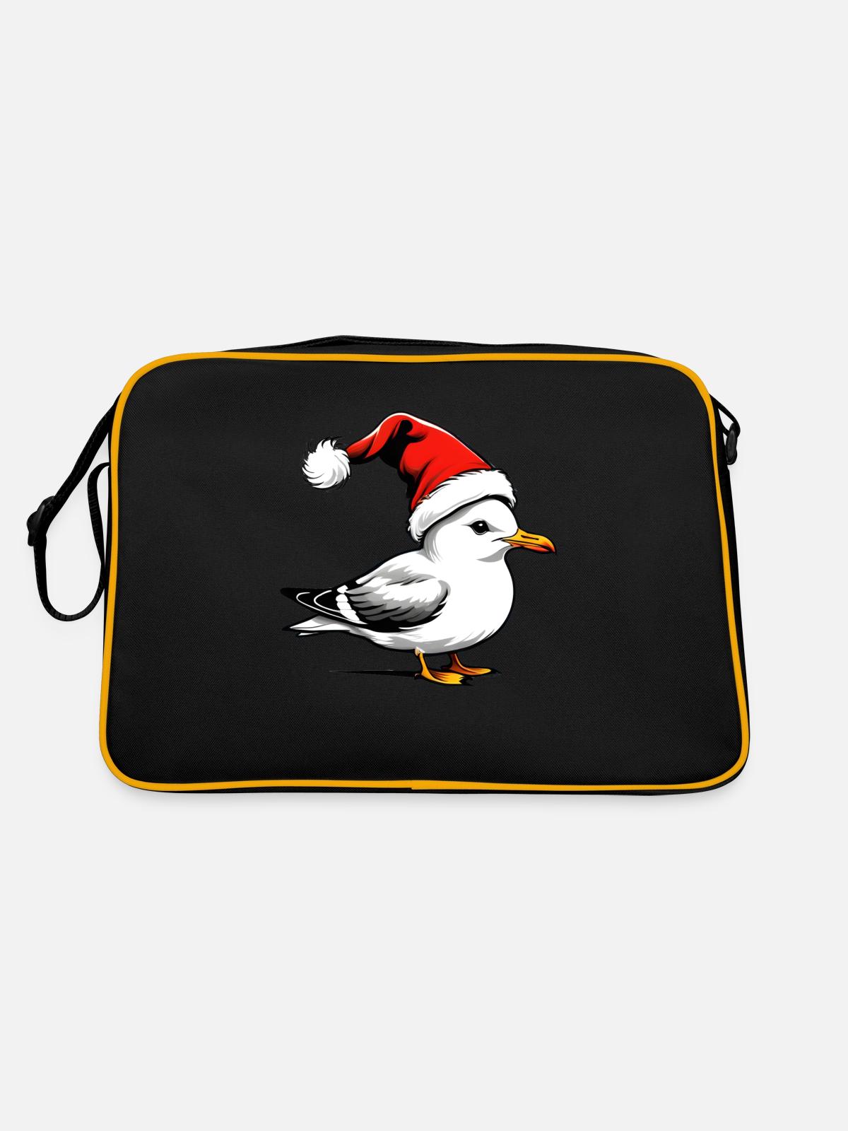 Christmas Seagull with Hat - Retro Bag - black/gold - Back