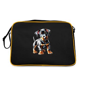 Doberman dog Doberman puppy Doberman trainer - Retro Bag - black/gold - Back