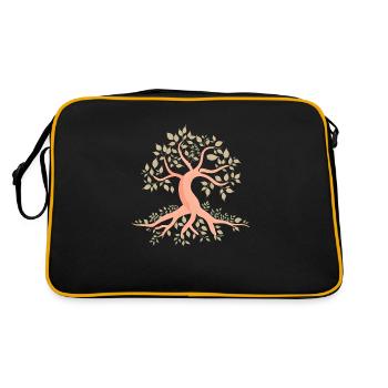Lebensbaum Baum des Lebens Yoga Meditation - Retro Tasche - Schwarz/Gold - Hinten