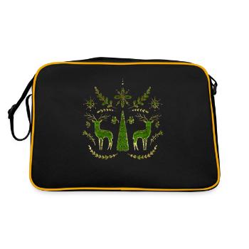 Schweden Schweden dalarna dala Pferd Pferd Frohe Weihnachten Kunst - Retro Tasche - Schwarz/Gold - Hinten