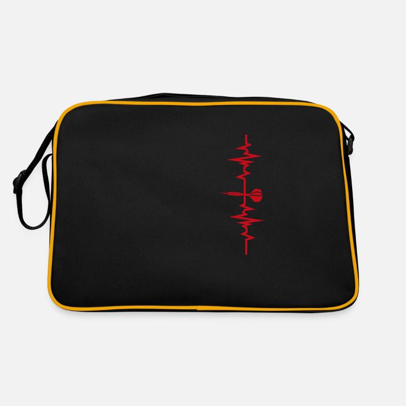 Darts Herzschlag Geschenkidee Darts - Retro Tasche - Schwarz/Gold