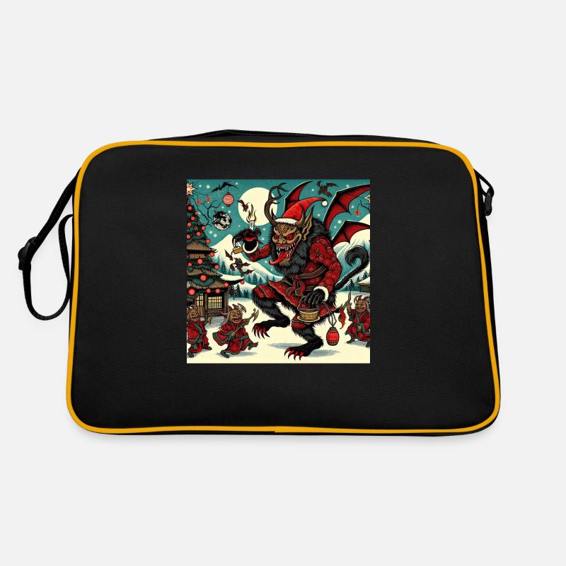 Krampus-Weihnachten - Retro Tasche - Schwarz/Gold