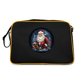 Weihnachtsmann an Weihnachten mit Geschenken - Retro Tasche - Schwarz/Gold - Hinten
