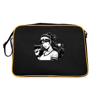 Tennisspielerin in Schwarz-Weiß - Retro Tasche - Schwarz/Gold - Hinten