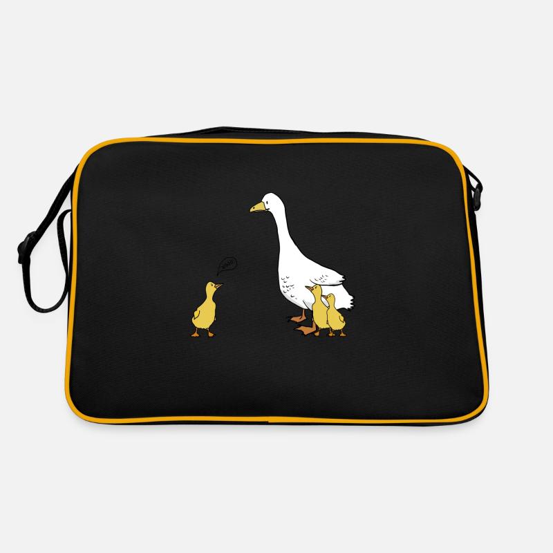 Gänse Nöööö - Retro Tasche - Schwarz/Gold