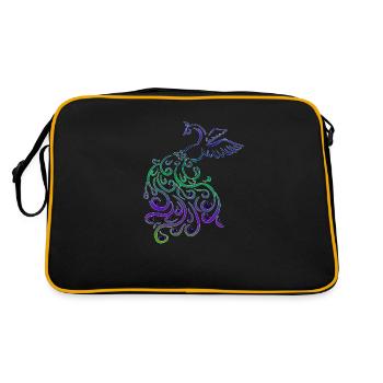 pfau tribalregenbogen elegant geschenk vogel fun - Retro Tasche - Schwarz/Gold - Hinten
