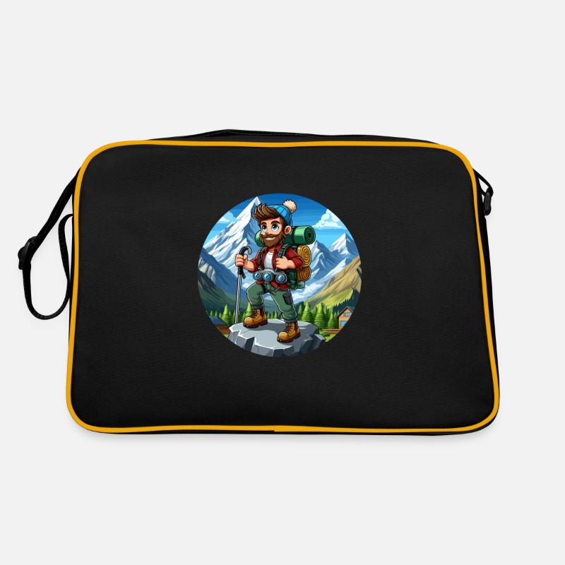 Wanderer in den Alpen Retro Tasche