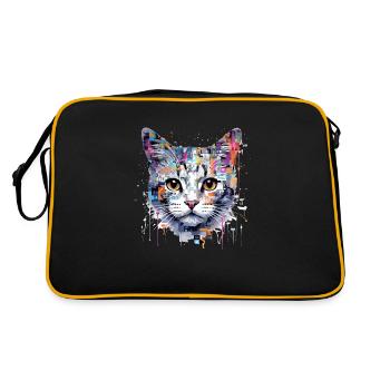 Cat Pet World Animal Lover Furry Friend Abstract - Retro Bag - black/gold - Back