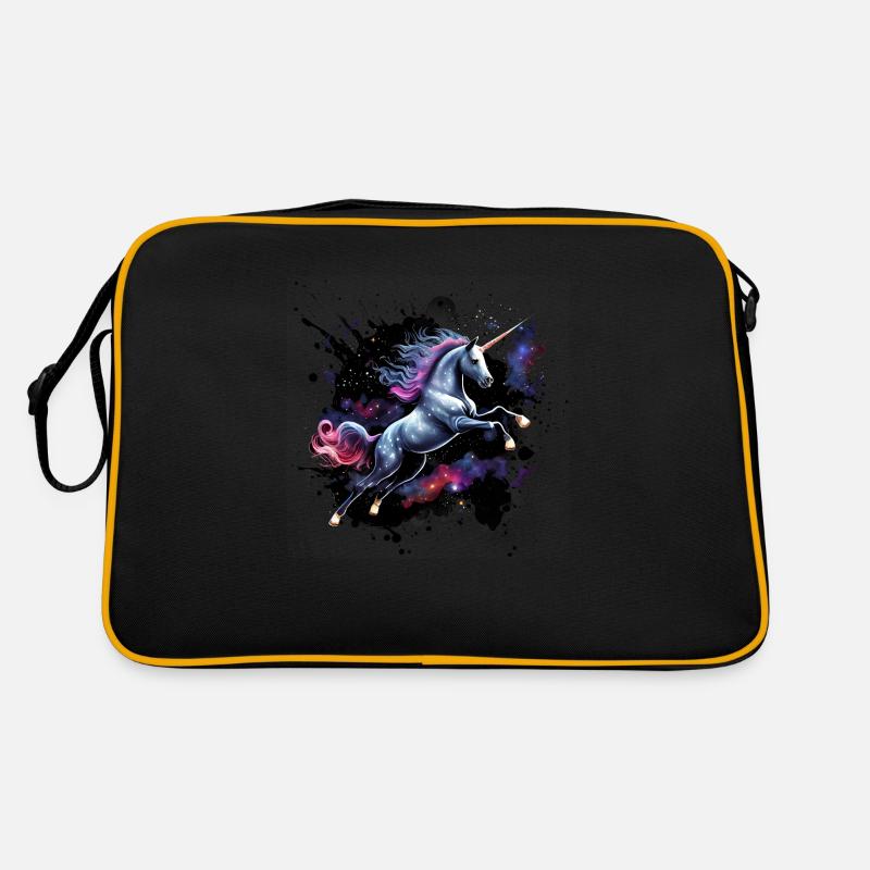 Unicorn in space - Retro Bag - black/gold