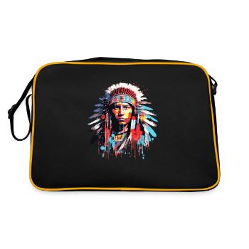Amérindien amérindien Brave guerrier Inspiration - Sac Retro - noir/or - Dos